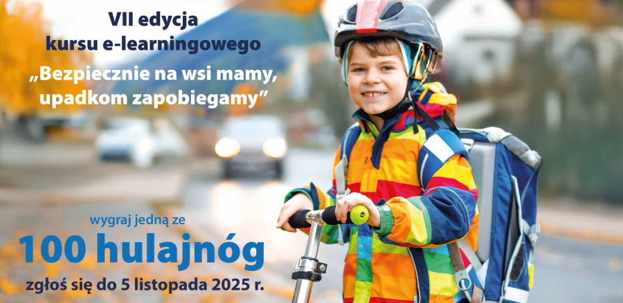 Bezpłatny kurs e-learningowy „Bezpiecznie na wsi mamy – upadkom zapobiegamy”.