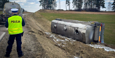Pijany kierowca cysterny zatrzymany w Dąbrowie Białostockiej. Miał 3 promile
