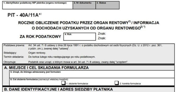 Emeryci i renciści otrzymają PIT-40A lub PIT-11A. Sprawdź, czy musisz złożyć zeznanie