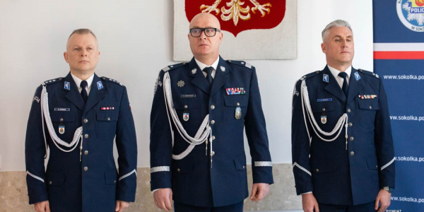 Pożegnanie i powitanie w Komendzie Powiatowej Policji w Sok&oacute;łce. Zmiana na stanowisku komendanta