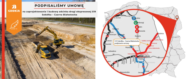 24-kilometrowy odcinek drogi ekspresowej S19: Sokółka – Czarna Białostocka do zakończenia w 2028 roku