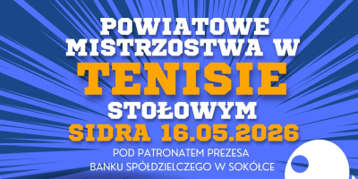 W sobotę w Sidrze odbędą się Powiatowe Mistrzostwa w Tenisie Stołowym