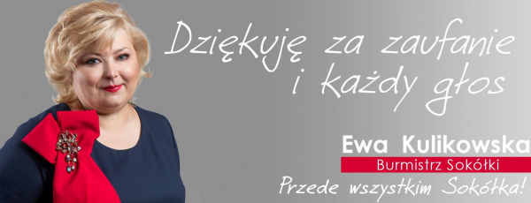 Podziękowania burmistrz Sokółki Ewy Kulikowskiej